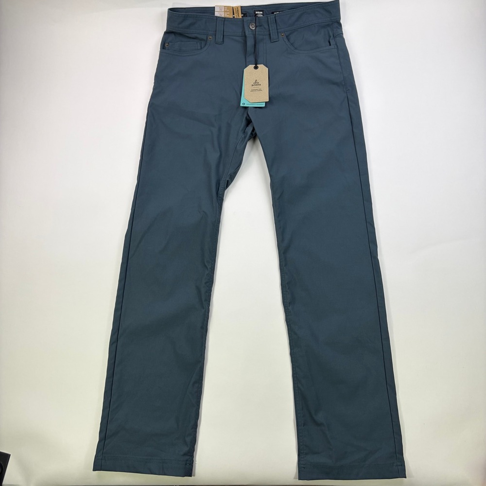 Prana Brion Pant II Mens 32x32 Grey Blue Straight Leg ReZion Stretch Hiking NWT